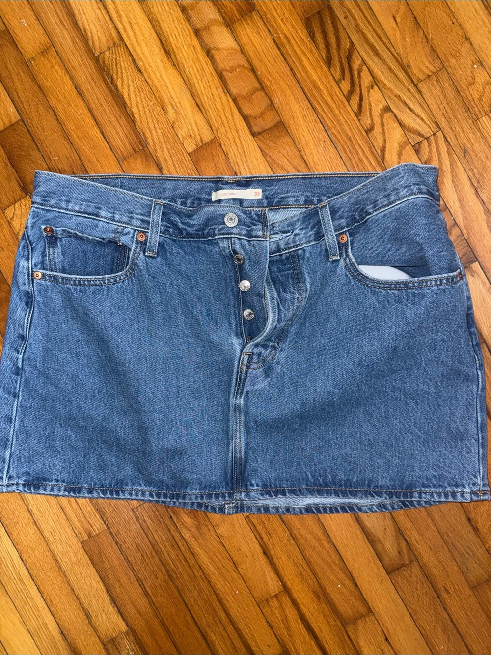 Levi’s ICON Blue Button-Front Denim Mini Skirt